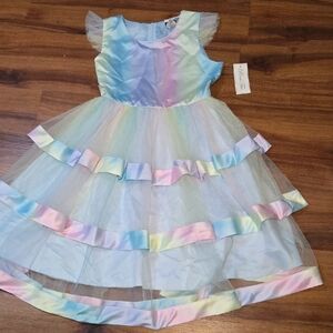 Rainbow Pastel Kids Formal Dress Tutu NWT SIZE 14 RARE TOO